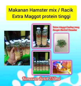 Makanan Hamster Racik Mix Lengkap Plus Extra Maggot Kering Protein Tinggi