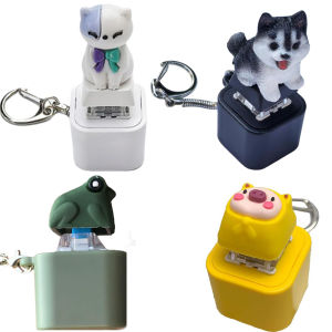 Funny Croaking Frog Keychain Rechargeable Frog/Pig/Dog Cat Keyboard Fidget Clicker Sound Keychain with LED for Stress Relief