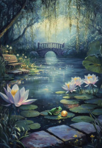 KAYOU | Diamond Painting Kit Dark Academia Forest Mirror Pond Skull Water Lilies Gothic Scene Drill Mosaic Rhinestone Wall Decor Gift