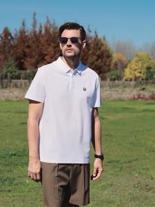 Enjeolon | Antibacterial Cotton Short Sleeve Polo Shirt Business Casual Summer Ice Silk Heavyweight