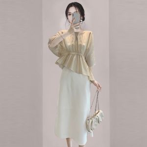 French Tea Dress Elegant Summer Ladies Two-Piece Set