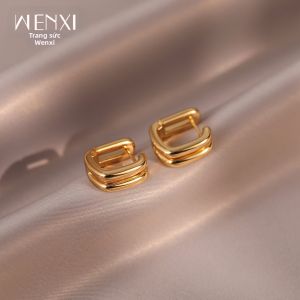 WENXI | Tai Trang Đôi Lớp Vàng Sang Trọng