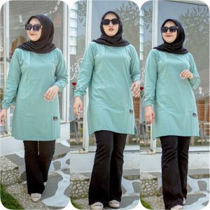 TUNIK POLOS 06> POLOS COKLAT BELAH PINGGIR TANGAN KERUT PAKAI KARET JAHITAN BELAH PINGGIR