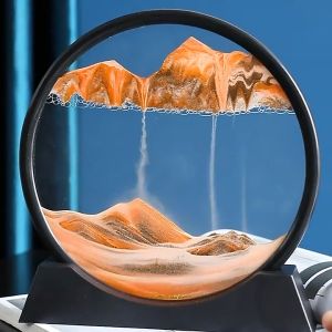 Mind relaxing Moving Sandscape Art Picture Round Glass 3D Deep Sea Sandscape In Motion Display Flowing Sand Frame Sand Painting - Perfect Gift