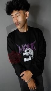 Dezirose Sweater Crewneck Morte Skull Hitam Fleece Tebal Premium Distro Size M-XXL (Pria & Wanita)