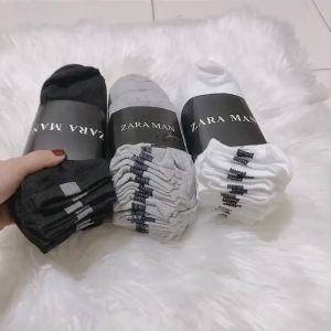 Lố 10 Đôi Tất Nam Zara Men Trơn Cổ Ngắn 100% Cotton Hàn Quốc