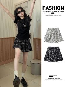 SUHUIQIAN | Floral Print A-line High Waist Mini Skirt
