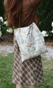 DGAZ Orchid Rayon Totebag Retro Cotton Women Fashionable Large Capacity Commuter Shoulder Bag