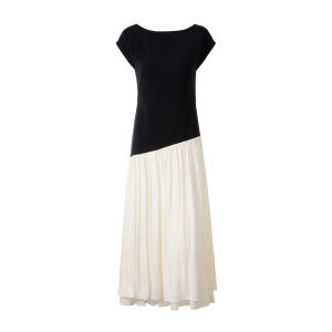 Minimalist High-End Black and White Contrast Color Jointed Dress