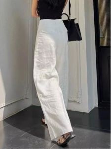 YUFUQING | Elegant White Lyocell Flax Wide Leg Pants Women Summer Thin Linen Straight Cut High Waist Casual Versatile Long Trousers