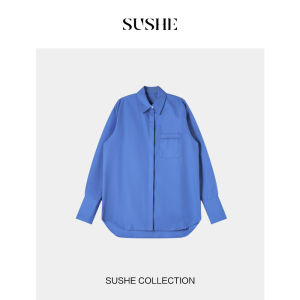 Lady French Style Klein Blue Shirt For Spring and Autumn