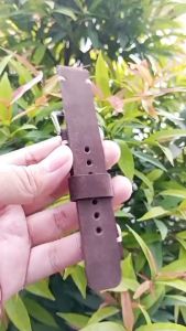 Tali kulit jam tangan crazy horse coklat Uk 18mm selapis Bergaransi