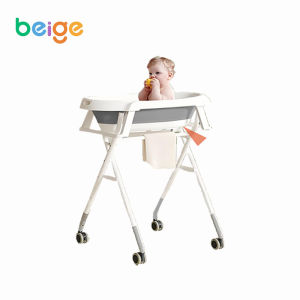Beige อ่างอาบน้ำเด็ก อ่างอาบน้ำ พับได้  โต๊ะอาบน้ำเด็ก มีขาตั้ง อ่างอาบน้ำกันลื่น อ่างอาบน้ำสัตว์เลี้ยงพับได้ โต๊ะอาบน้ำเด็ก อ่างอาบน้ำเด็กมีขาตั้ง