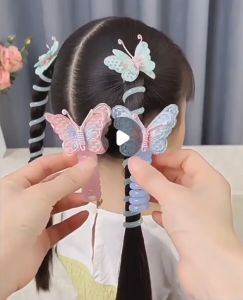 JR - IKAT RAMBUT SPIRAL KABEL ANAK KUPU KUPU SANRIO / IKAT RAMBUT ANAK KARAKTER / PITA RAMBUT ANAK