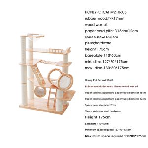 Honeypot Cat | Large Multi-functional Wooden Cat Tower