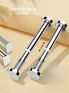 Retractable Clothesline Rod Curtain Wardrobe Bathroom Balcony Rack Hanging Clothes Shower Curtain Support Pole No Drilling Needed