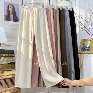 Casual High Waist Wide Leg Pants Womens Spring Autumn Style Versatile Loose Straight Cut Woolen Fleece Trousers