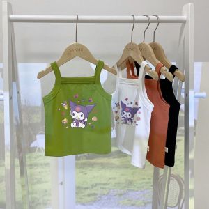 Pure ผ้าฝ้าย ฤดูร้อน เสื้อกั๊ก สําหรับเด็กผู้หญิง การ์ตูน เสื้อผ้าพิมพ์ลาย มีสไตล์ เสื้อผ้าเด็กเล็ก Kluromi เสื้อท่อนบน อายุ 2-13 เด็กผู้หญิง ฤดูร้อน สวมใส่