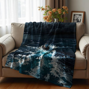 Beast Kingdom | Starry Night Curling Wave Soft Flannel Blanket Breathable Warm Throw for Office Car Sofa Kids Room Birthday Xmas Gift