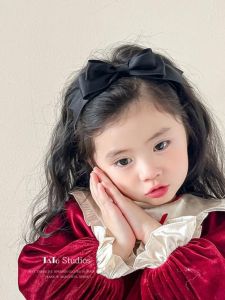 Black Bowknot Hairband for Girls Autumn Winter New Style Childrens Headwear Baby Hair Accessories Korean Version Little Girl