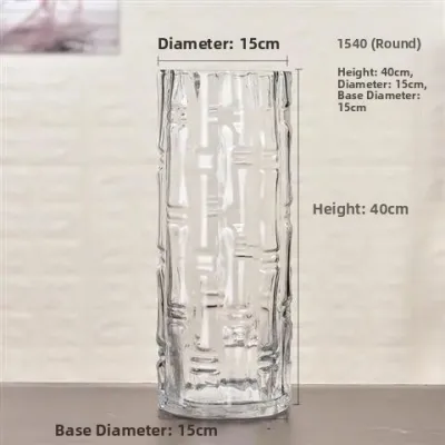 Large Floor Standing Crystal Glass Flower Vase Living Room Decorative Accessories Home Use Lucky Bamboo Wealthy Bamboo Flower Vase