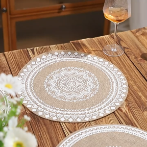Round Boho Placemats Tassels Table Place Mats Nordic Style Photography Props Jute Placemat