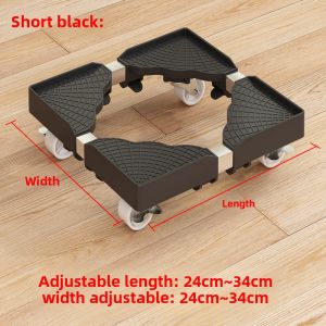 Thickened Square Universal Wheel Base Plant Pot Tray Extendable Rolling Stand Modern Simple Style Stainless Steel Flower Stand