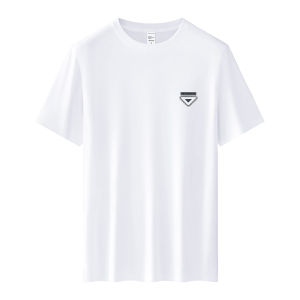 MiiOW | Mens Ice Silk Modal Cotton Short Sleeve T-Shirt Breathable Casual Summer Top Antibacterial UV Protection Standard Fit Basic Logo Print