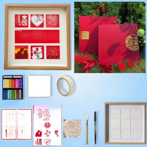 Handmade Engagement Wedding Gift Oil Pastel Decorative Item for New Couples Bridesmaid Sister Modern Simple Wood Frame