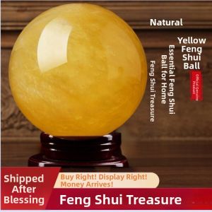 RUANFU | Natural Yellow Crystal Ornament Wooden Ethnic Style