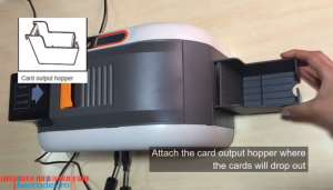 Id card printer Hiti cs 200e เครื่องพิมพ์บัตรพลาสติก hiti รุ่น cs-200e แถมริบบอนสี 1 ม้วน ริบบอนสีดำ 1 ม้วน บัตรขาว 400 ใบ รับประกัน 3 ปี