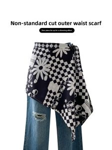 WEIAI | 2025 New Plaid Mini Skirt Womens Wrap Waist Seal Geometric Pattern Polyester Fiber Print Youth And Middle-aged Suitable