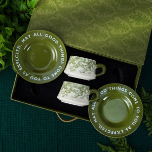 Timemore | Vintage Oil Painting Style Lily of the Valley Ceramic Coffee Cup Set