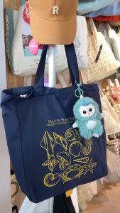 Runpee-J031 กระเป๋าผ้า ลายก้นหอยทะเล น่ารักมากๆ Bigbao M คุณภาพดี มีซิปและช่องด้านในจ้า