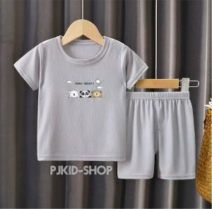 เสื้อผ้าเด็ก ชุดเด็ก ชุดเด็กสีพื้น ชุดเด็กแขนสั้นขาสั้น ชุดเด็กผ้าร่อง พร้อมส่งจากไทย