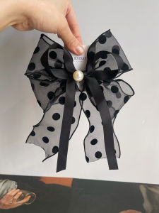 Large Size Spring Summer Polka Dot Net Butterfly Knot Hair Clip Fashionable Korean Style Satin Hair Accessories for Women