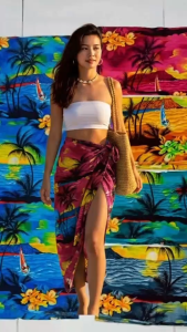 Baimon พร้อมส่ง กระโปรงป้าย แบบผูกข้าง มีสายผูก กระโปรงผ้าพัน สวมใส่สบาย มีลายช้าง ลายไทย ลายดอกไม้