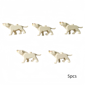 5PCS Wolves Building Blocks Set DIY Toys Dark Grey White Wolf Scene Decoration Animal City Bricks Toys for Birthday Gifts