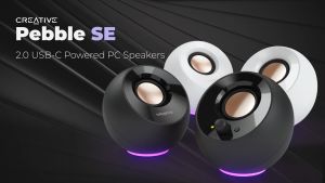 Creative Pebble SE Minimalist 2.0 USB-C Powered PC Speakers with RGB Lighting 3.5 mm AUX-in Up to 4.4W RMS Power for Computers and Laptops
