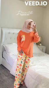Dreamtale Baju Tidur Perempuan Long Sleeve T-shirt Pyjamas Long Pants Baju Tidur Wanita Nightwear Sleepwear Set WCO190