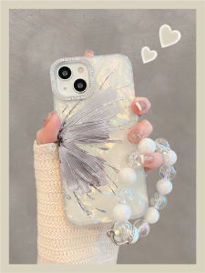  15 17Pro Max 16 13 Full Cover Anti-Fall Korean Style Shell Butterfly Womens Phone Case 12 Luxury Lanyard 13Pro 14Pro High-End Feel
