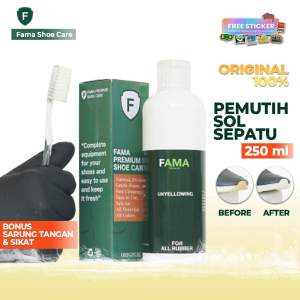 Fama Shoe Care - Unyellowing Sepatu 250 Ml - Bonus Sarung Tangan+Sikat Detailing - Pembersih Noda Kuning Sepatu - Fama Shoes Cleaner - Shoe Cleaner