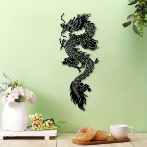 CIFbuy | Nghệ Thuật Treo Tường Bằng Kim Loại Hình Rồng Phương Đông 3D Tượng Điêu Khắc Tưởng Tượng Đồ Trang Trí Nhà Cửa Cho Phòng Khách Quà Tặng Ngoài Trời