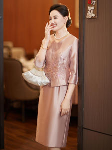 Wedding Cheongsam Mommy Clothes Spring New Style Short Cheongsam Simple Design Wedding Dinner Party Dress for Short Women
