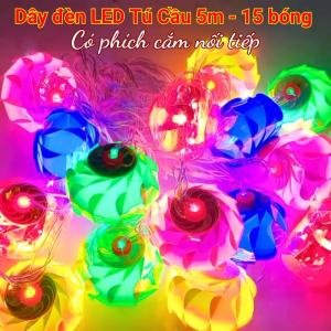 Dây đèn LED hình Lồng Đèn Tú cầu 5m - 10 bóng Có phích cắm nối tiếp trang trí Lễ Tết