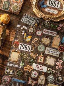 Retro Material Stickers for Scrapbooking Decorative Patchwork Multi-Sized Combination DIY Handmade Journaling Decals