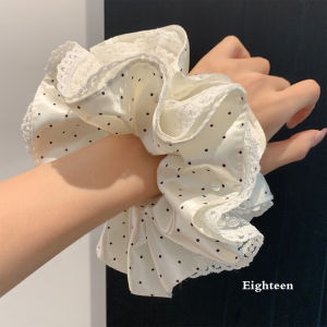 Dây Buộc Tóc Ren Satin Lớn Màu Trắng Cho Phụ Nữ Phụ Kiện Tóc Thời Trang Mới Dây Buộc Tóc Hình Tròn Mềm Mại Ngọt Ngào