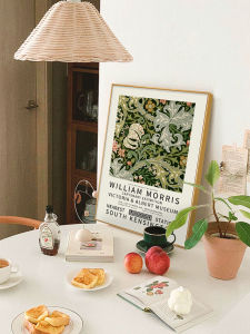 Modern American Retro Floral Wall Art William Morris Decorative Painting for Bedroom Dining Room Living Room with Frame