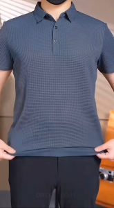 Yitiaoyu Short-sleeved Polo Shirt Mens Business T-shirt Solid Color Jacquard Casual Shirt