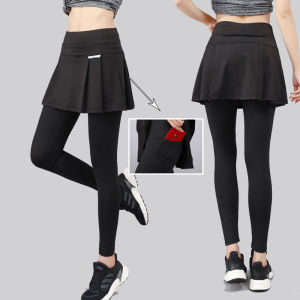 กางเกงวิ่งโยคะฤดูใบไม้ร่วง/ฤดูหนาวสำหรับผู้หญิง กางเกงกีฬาเทนนิสและแบดมินตัน กางเกงกระโปรงจีบ กางเกงกีฬาสำหรับผู้หญิง Xixidida AA5050